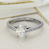 Platinum Laboratory-Grown 1ct Oval Diamond Shoulders Solitaire Ring