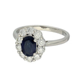9ct White Gold 1.14ct Oval Sapphire & 0.70ct Diamond Halo Cluster Ring