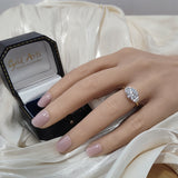 9ct Yellow Gold Laboratory-Grown Diamond 2ct Round Brilliant with Half Moon Cuts Trilogy Ring
