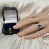 Platinum Pear Cut Sapphire & Diamond Teardrop Halo Ring