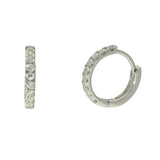 9ct White Gold Small Diamond Huggie Hoop Earrings 11mm
