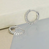 9ct White Gold Small Diamond Huggie Hoop Earrings 11mm