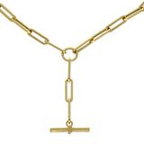 9ct Yellow Gold 18' Paperclip Link Chain with T-Bar Statement Necklace