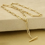 9ct Yellow Gold 18' Paperclip Link Chain with T-Bar Statement Necklace