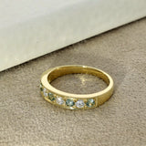 18ct Yellow Gold Green Sapphire & Diamond Milgrain Edge 4mm Half Eternity Ring