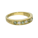 18ct Yellow Gold Green Sapphire & Diamond Milgrain Edge 4mm Half Eternity Ring