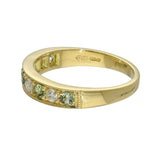 18ct Yellow Gold Green Sapphire & Diamond Milgrain Edge 4mm Half Eternity Ring