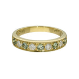 18ct Yellow Gold Green Sapphire & Diamond Milgrain Edge 4mm Half Eternity Ring