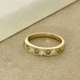18ct Yellow Gold Cinnamon & White Diamond Milgrain Edge 4mm Half Eternity Ring