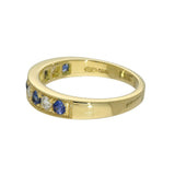 18ct Yellow Gold Sapphire & Diamond Milgrain Edge 4mm Half Eternity Ring