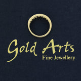 18ct Yellow Gold Sapphire & Diamond Milgrain Edge 4mm Half Eternity Ring