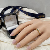 18ct Yellow Gold Sapphire & Diamond Milgrain Edge 4mm Half Eternity Ring