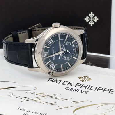 Pre-owned Patek Phillipe Annual Calendar Moon Phase 5205g-013 Complications Watch