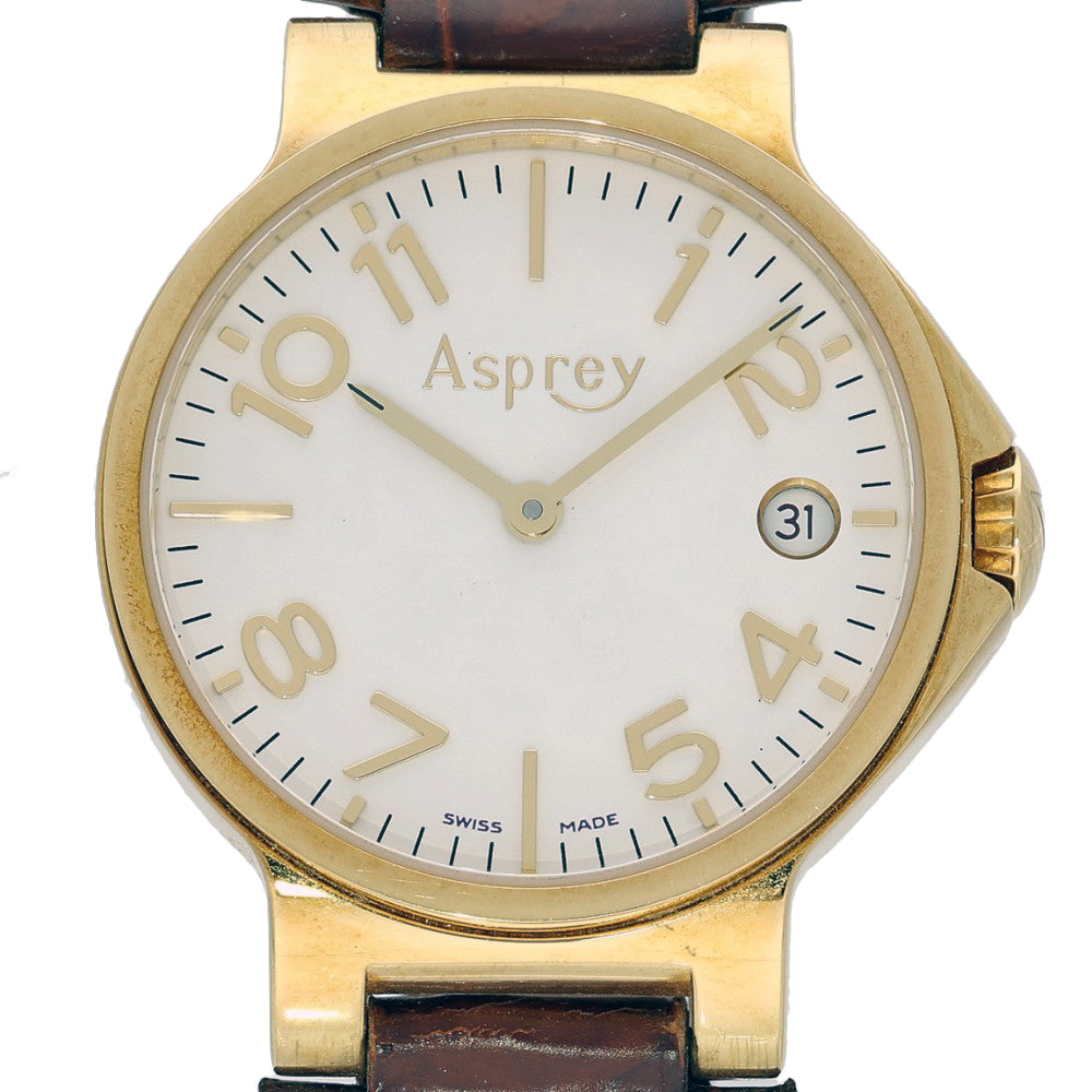 Pre-owned Asprey No. 8 18ct Yellow Gold Ladies Quartz 32mm Date Watch