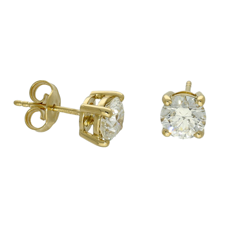 18ct Yellow Gold Certificated 2ct Laboratory-Grown Diamond Stud Earrings