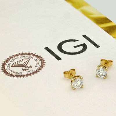 18ct Yellow Gold Certificated 2ct Laboratory-Grown Diamond Stud Earrings