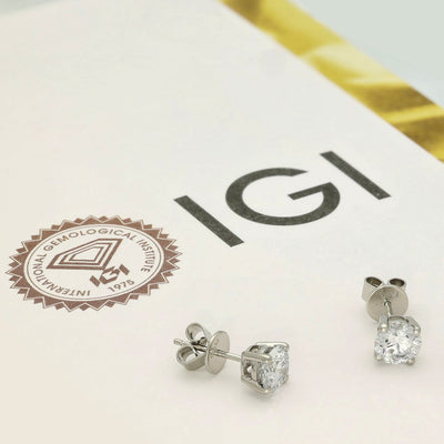 Platinum Certificated 2ct Laboratory-Grown Diamond Stud Earrings