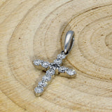 18ct White Gold Small 0.25ct Diamond Cross Pendant