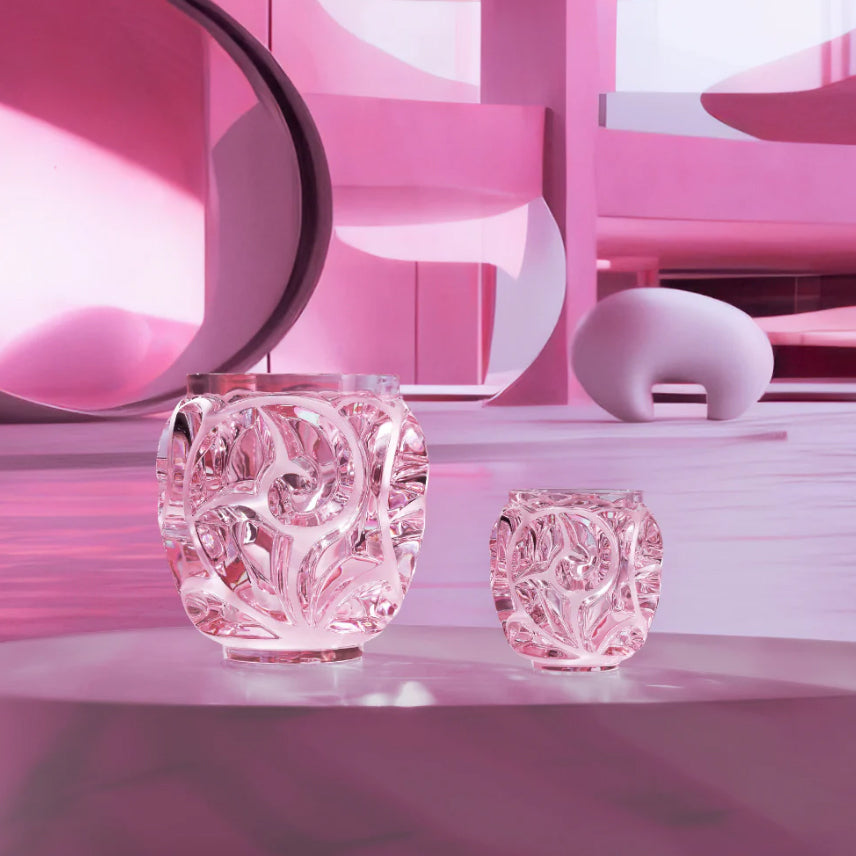 Lalique Rose Nebula Tourbillons Small Vase - Pink Luster Crystal 10801400