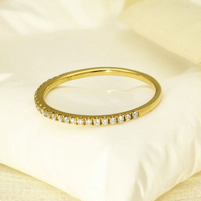 18ct Yellow Gold Slim 1.3mm Diamond Half Eternity Ring
