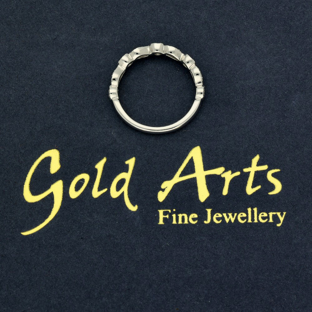 Platinum Milgrain Edge Wave & Dot Diamond Half Eternity Ring