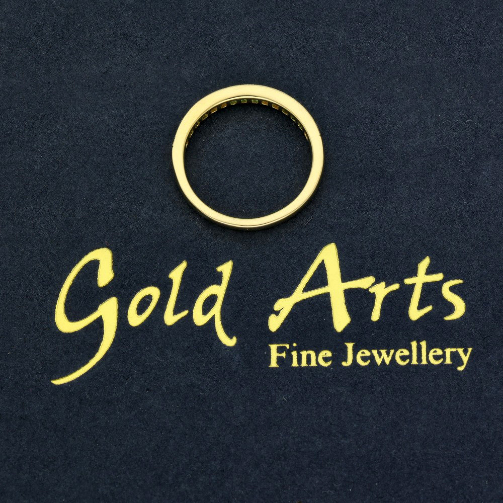 18ct Yellow Gold Emerald & Princess Cut Diamond Half Eternity Ring
