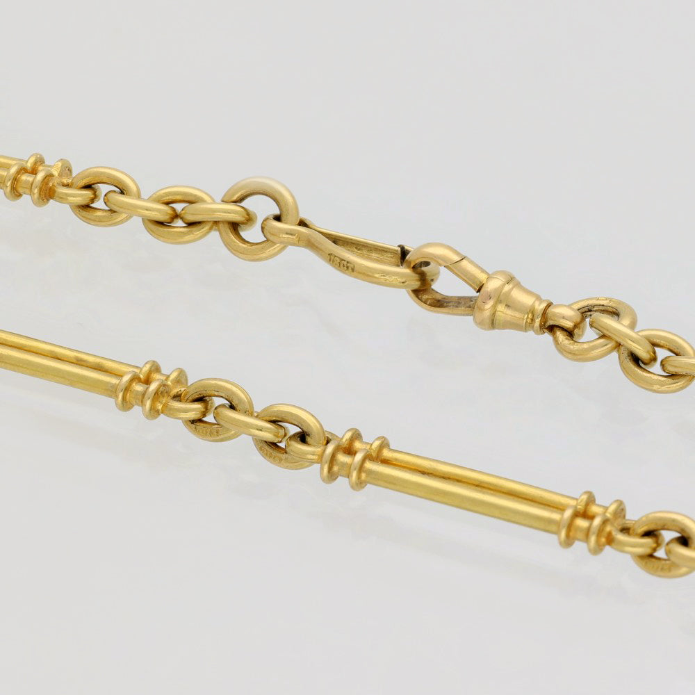 Vintage Solid 18ct Yellow Gold 16" Albert Chain with T-Bar c.1918