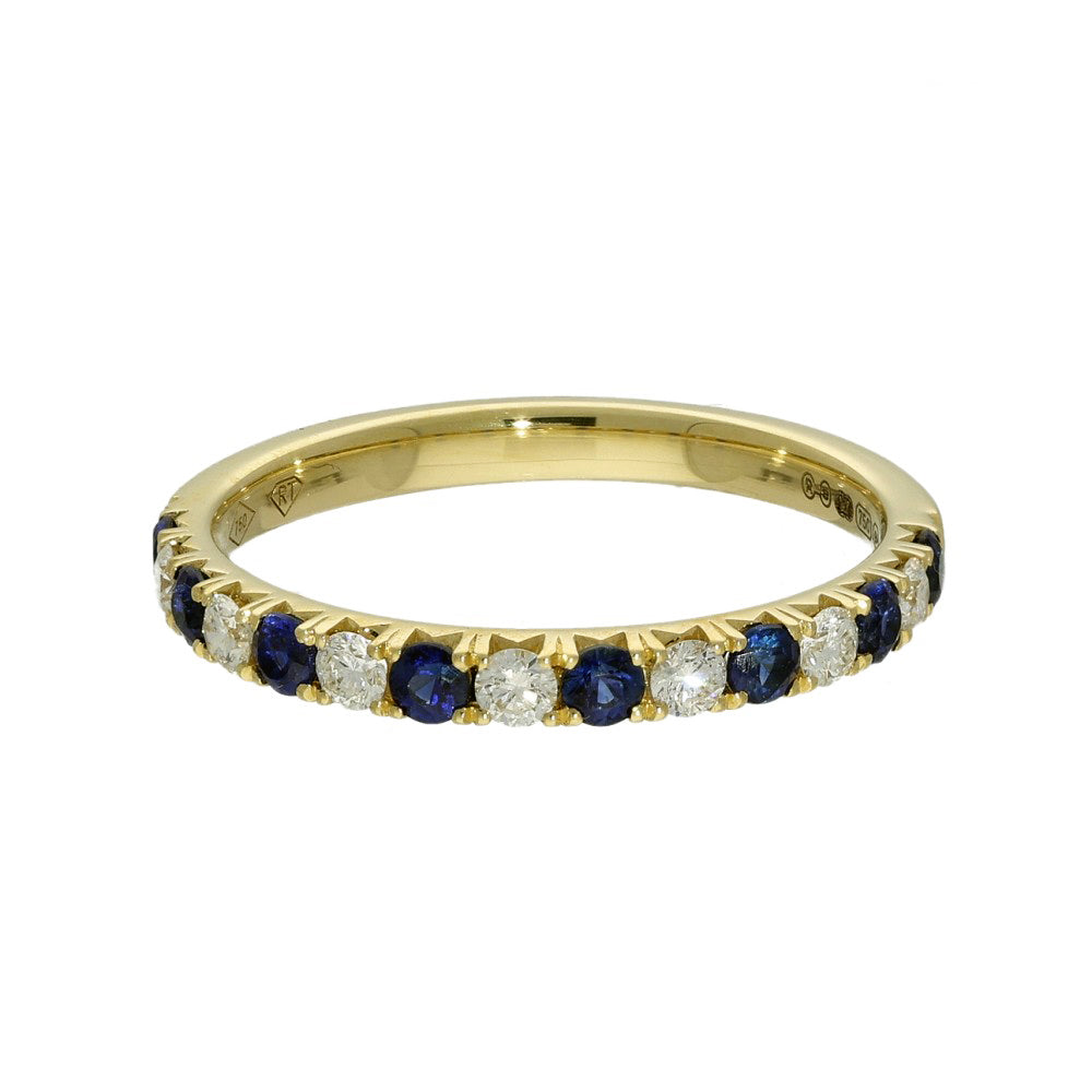 18ct Yellow Gold Sapphire & Diamond Half Eternity Ring