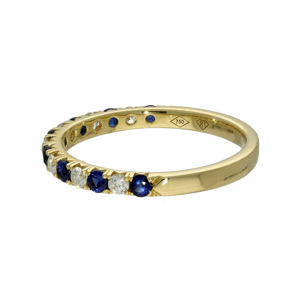 18ct Yellow Gold Sapphire & Diamond Half Eternity Ring