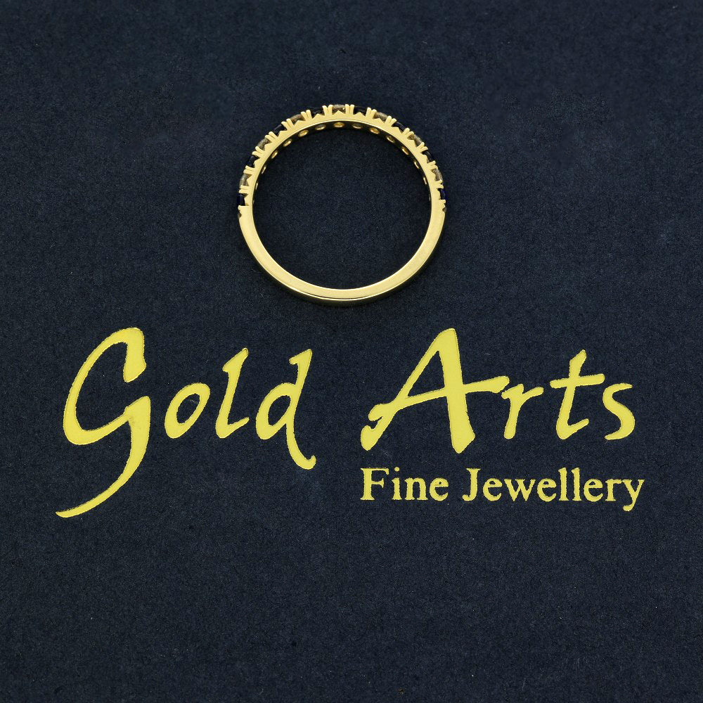 18ct Yellow Gold Sapphire & Diamond Half Eternity Ring