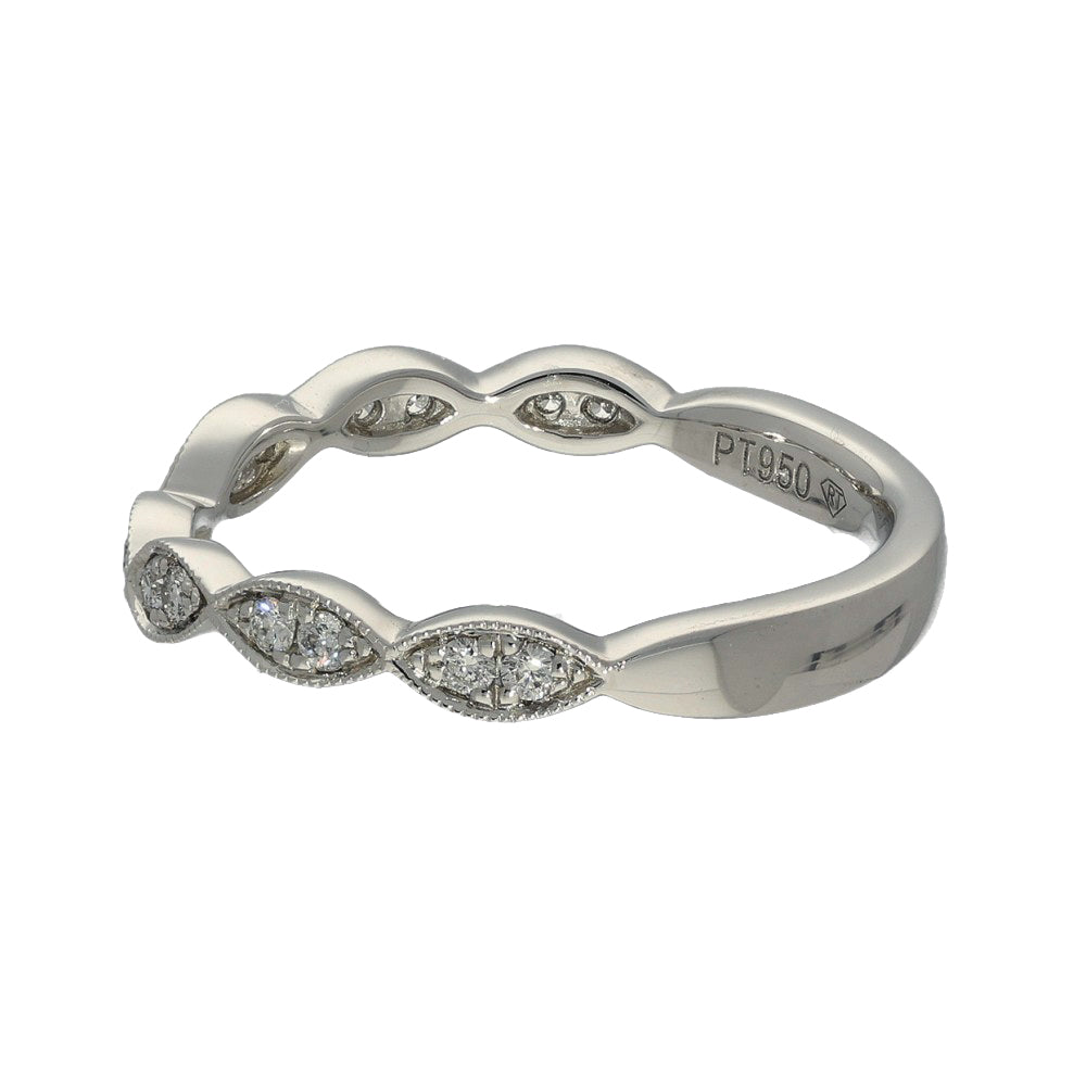 Platinum & Diamond Vintage Style Milgrain Curved Half Eternity Ring