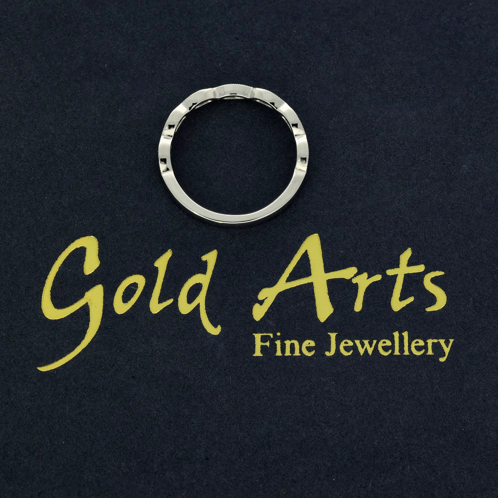 Platinum & Diamond Vintage Style Milgrain Curved Half Eternity Ring