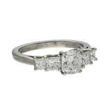Platinum 5-Stone Ring with Cushion Cut and Princess Cut Diamonds