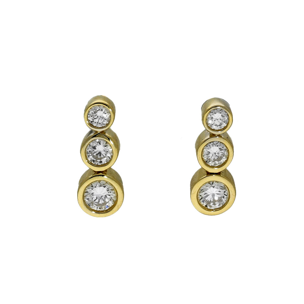 18ct Yellow Gold Graduated Bezel Set Diamond Bubble Stud Earrings