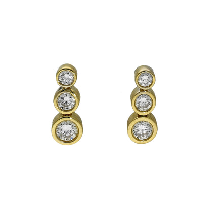 18ct Yellow Gold Graduated Bezel Set Diamond Bubble Stud Earrings