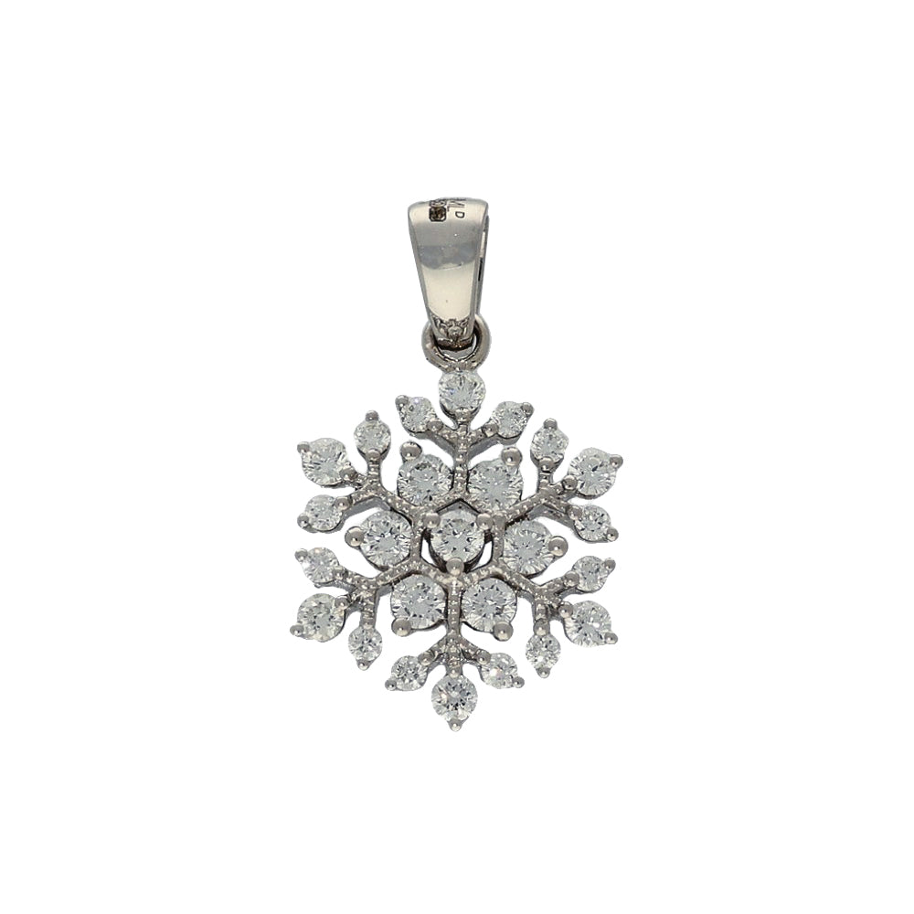 18ct White Gold Diamond Snowflake Pendant