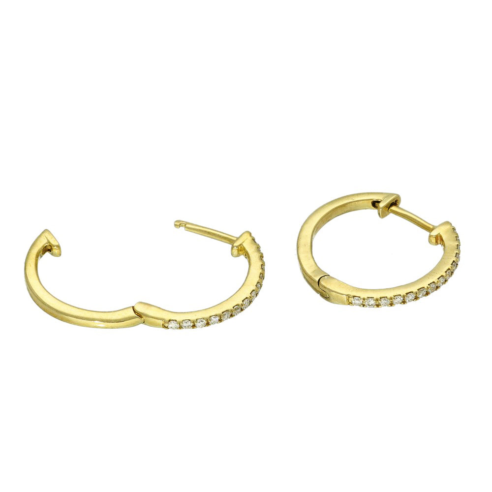 9ct Yellow Gold Diamond Hoop Earrings 15mm