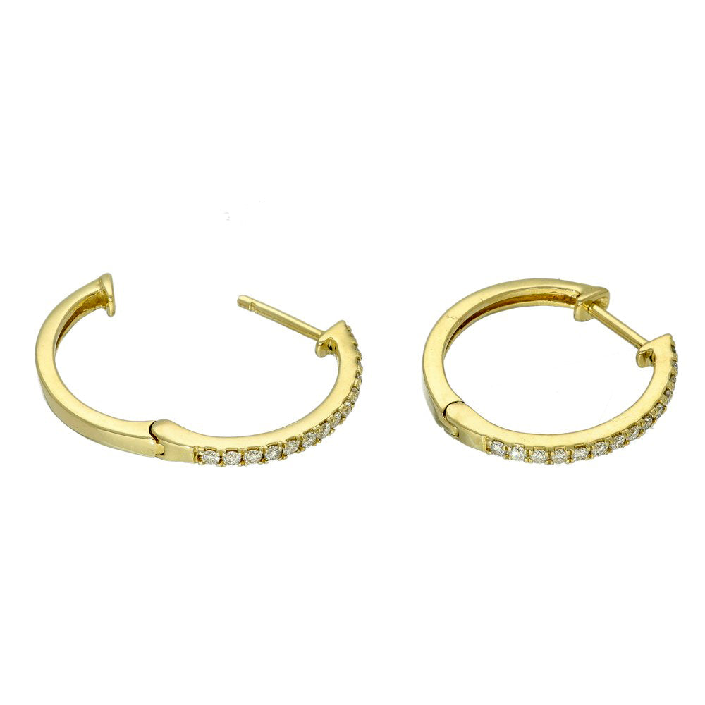 9ct Yellow Gold Diamond Hoop Earrings 17mm