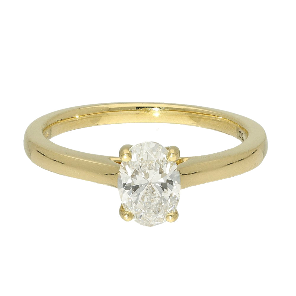 18ct Yellow Gold GIA Certificated 0.70ct Oval Diamond Solitaire Ring