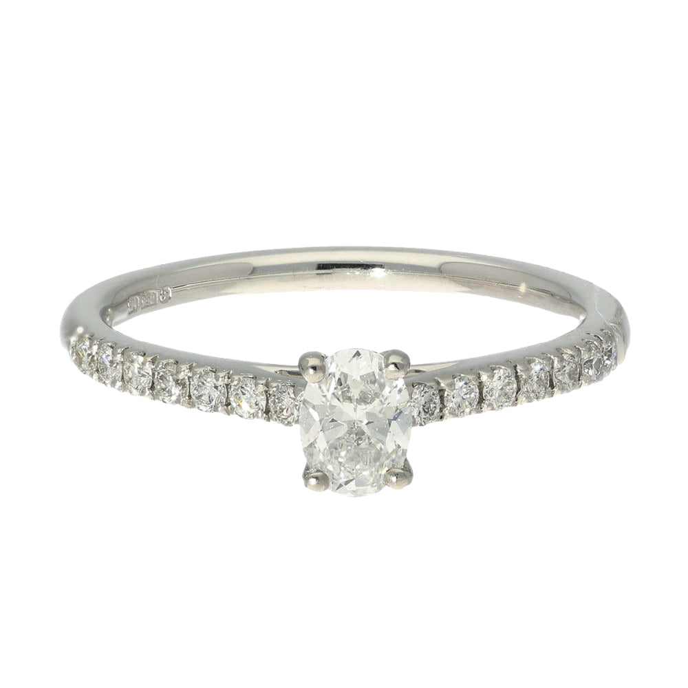 Platinum GIA Certificated 0.30ct Oval Diamond Solitaire Ring with Diamond Shoulders