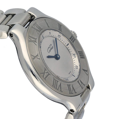 Pre-owned Cartier Must De 21 Quartz Stainless Steel 31mm Watch 1330