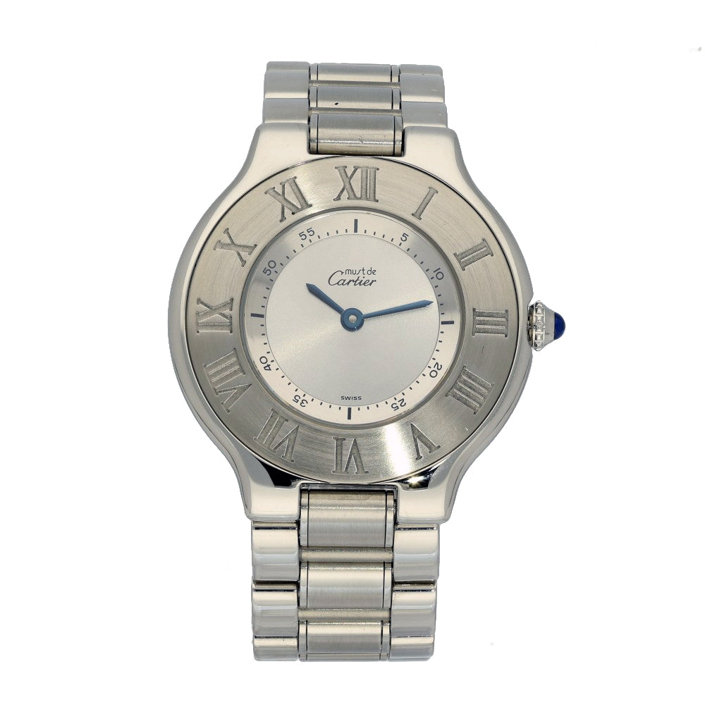 Pre-owned Cartier Must De 21 Quartz Stainless Steel 31mm Watch 1330