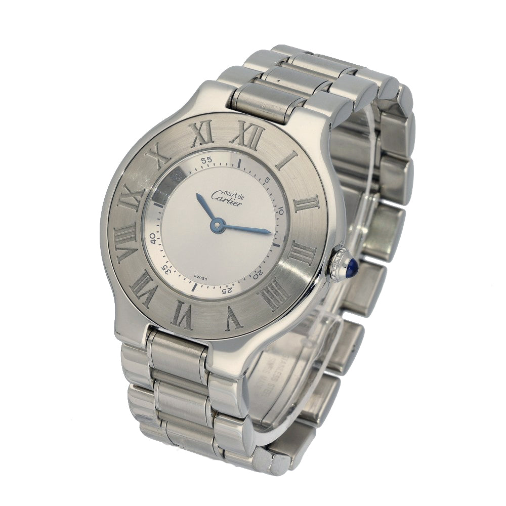 Pre-owned Cartier Must De 21 Quartz Stainless Steel 31mm Watch 1330