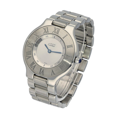 Pre-owned Cartier Must De 21 Quartz Stainless Steel 31mm Watch 1330