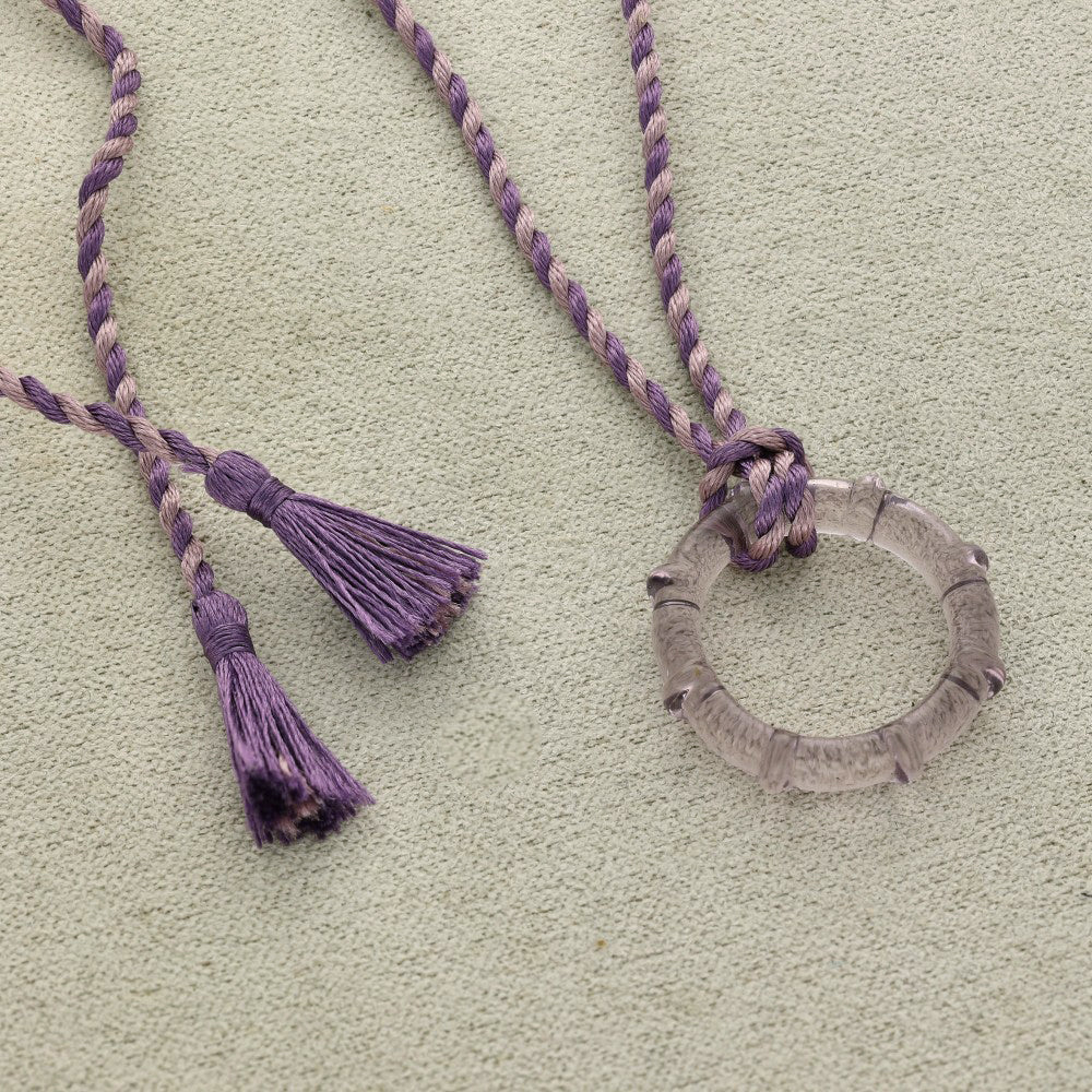 Lalique Soulmates Pendant Necklace Mauve Crystal