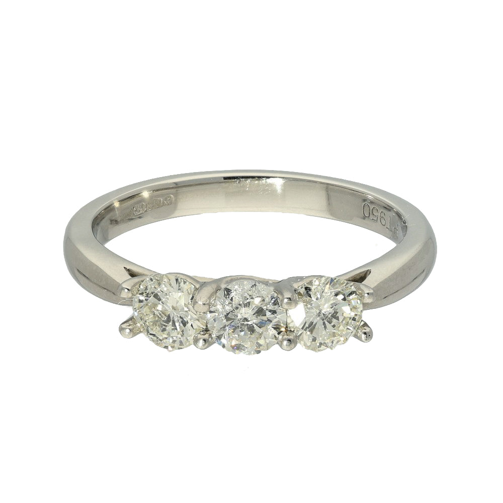 Platinum Round Diamond Trilogy Ring 0.75ct