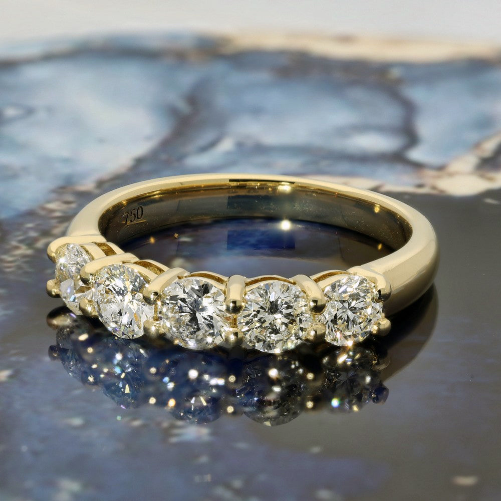18ct Yellow Gold Diamond 5-Stone Eternity Ring Brighton