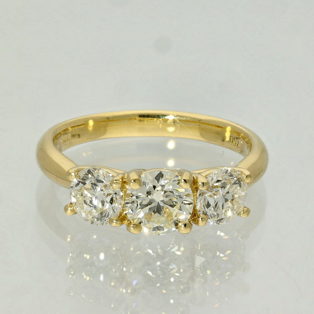 18ct Yellow Gold Round Diamond Trilogy Ring 1.70ct