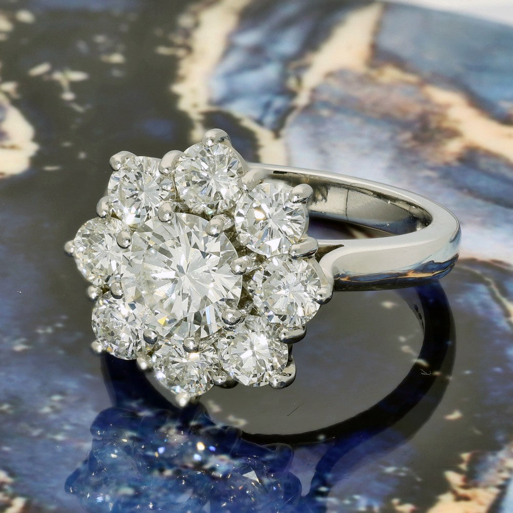 Pre-loved Platinum 3.35ct Diamond Snowflake Cluster Large Ring