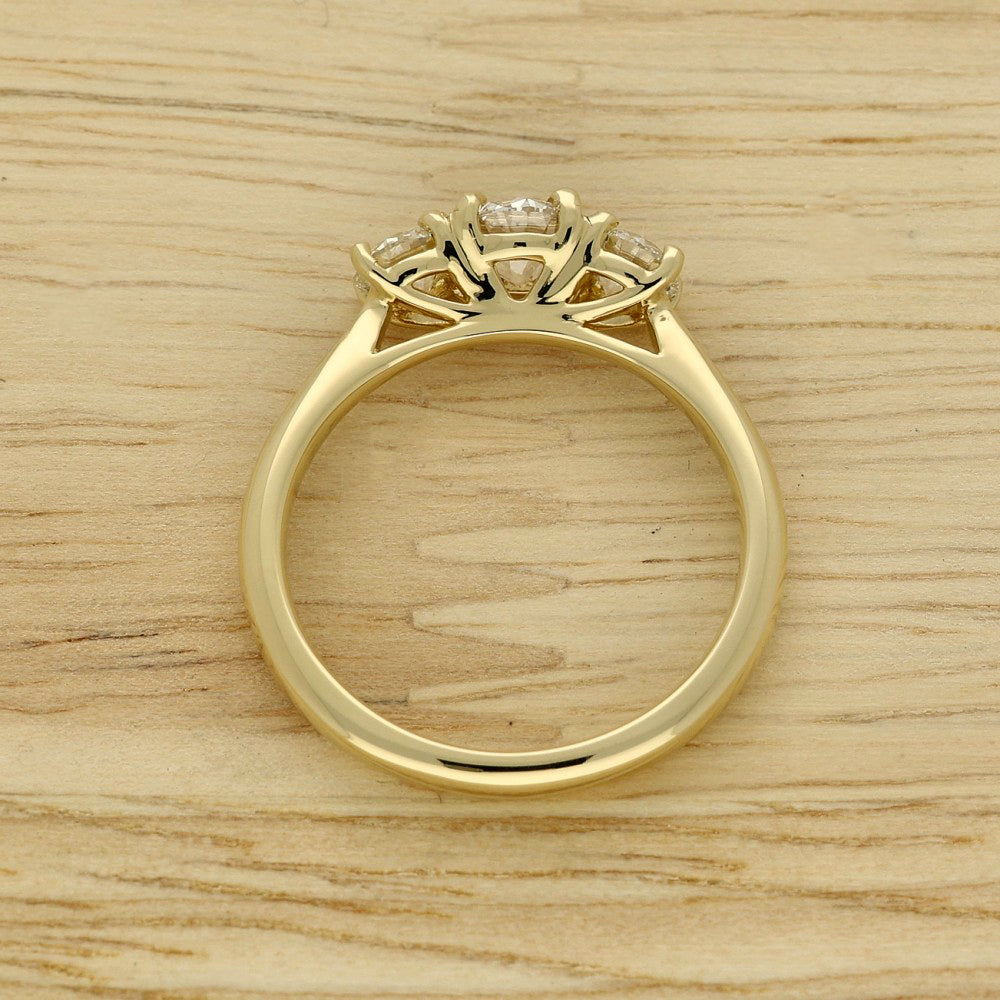 18ct Yellow Gold Round Diamond Trilogy Ring 0.98ct